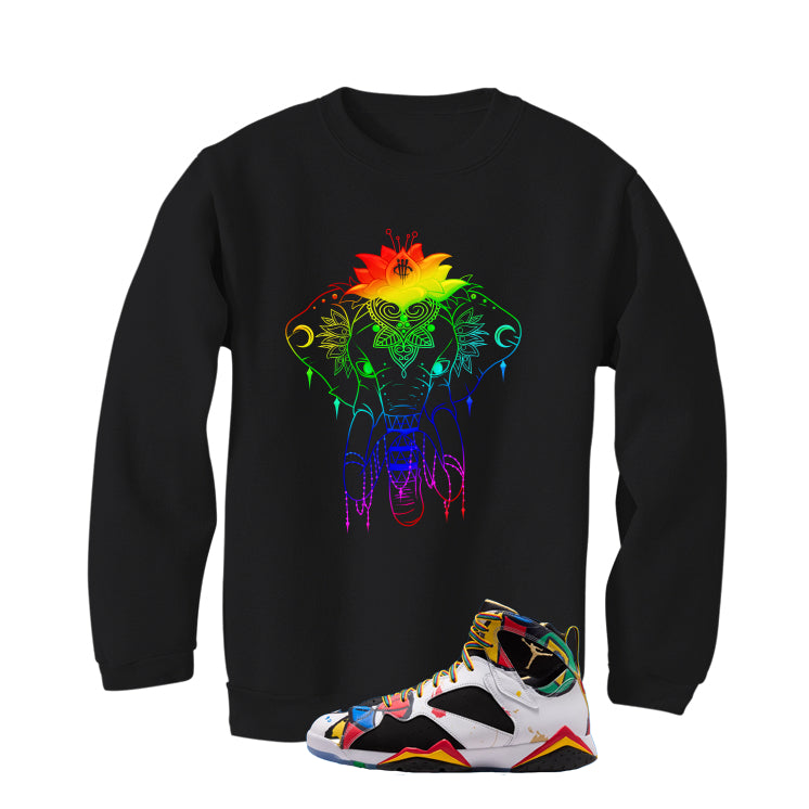 Air Jordan 7 Miro Matching T-Shirt Black T-Shirt (Elephant Mandala)| illcurrency