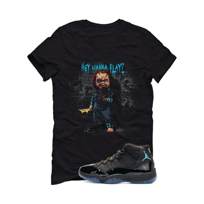 Air Jordan 11 Gamma Blue Matching T-Shirt, Sweatshirts & Hoodies Black T-Shirt (Wanna Play)| illcurrency