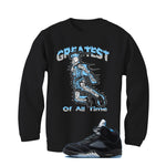 Air Jordan 5 Black/University Blue Matching T-Shirt Black T-Shirt (Greatest of all time)| illcurrency