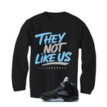 Air Jordan 5 Black/University Blue Matching T-Shirt Black T-Shirt (They not like us)| illcurrency