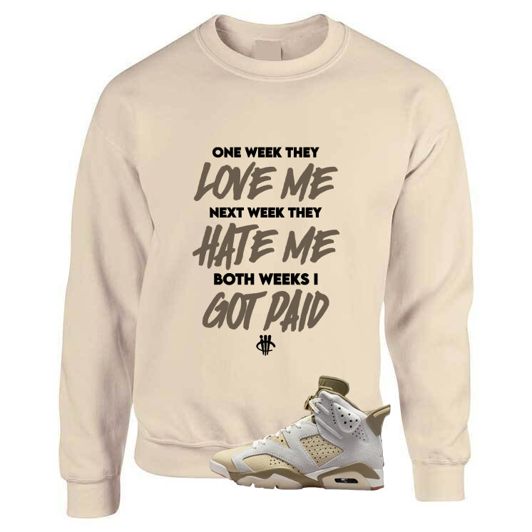Air Jordan 6 Sail/Neutral Olive Matching T-Shirt, Sweatshirts & Hoodies Tan T-Shirt (Paid)| illcurrency
