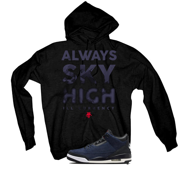 Levi’s x Air Jordan 3 Rigid Matching T-Shirt, Sweatshirts & Hoodies Black T-Shirt (Always Sky High)| illcurrency