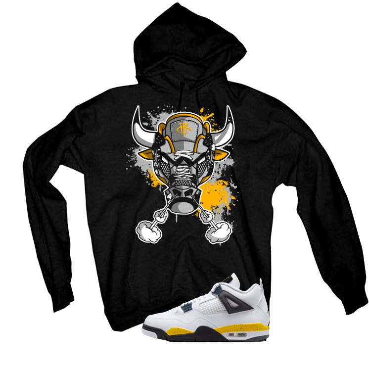 Air Jordan 4 Tour Yellow Matching T-Shirt Black T-Shirt (Bull #4)| illcurrency
