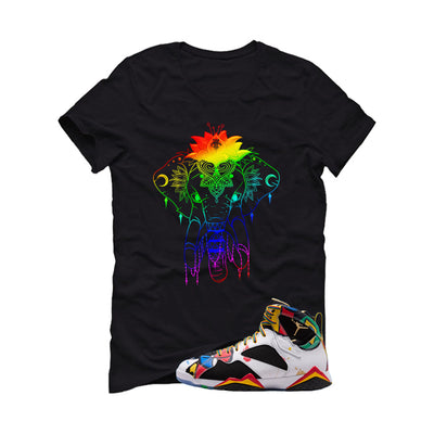 Air Jordan 7 Miro Matching T-Shirt Black T-Shirt (Elephant Mandala)| illcurrency