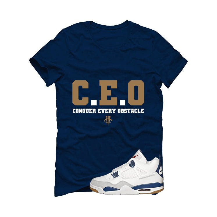 Nike SB x Air Jordan 4 Navy Navy Blue T-Shirt (CEO)| illcurrency