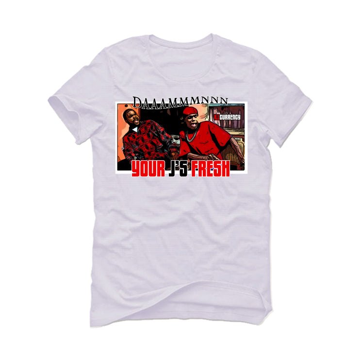 Air Jordan 4 "Red Cement" White T-Shirt (Daaaaammmmnnnnn)