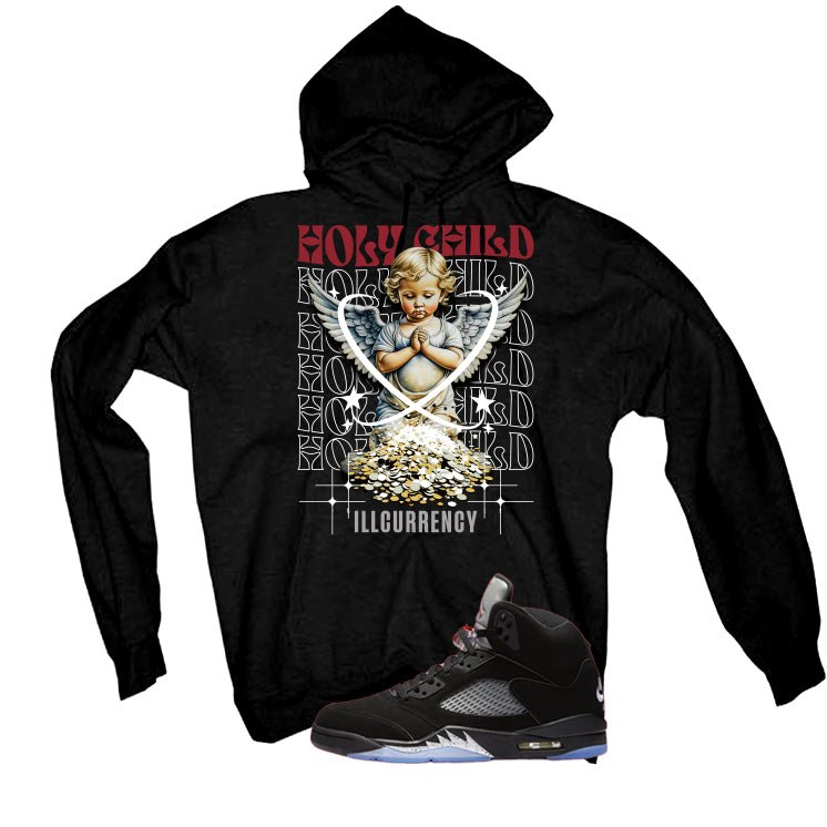 Air Jordan 5 Black Metallic Reimagined Black T-Shirt (Holy Child)| illcurrency