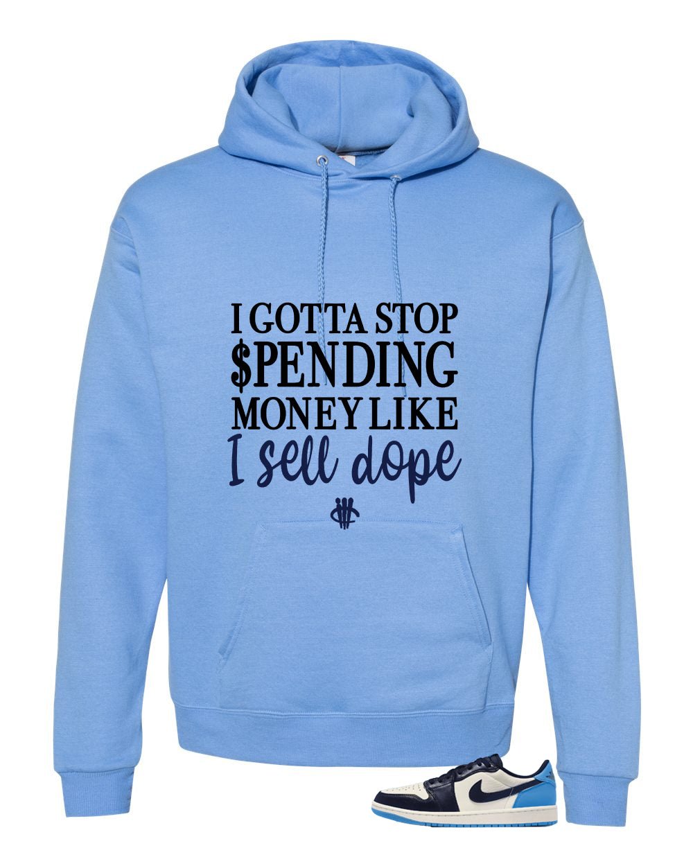 Nike Air Jordan 1 Low OG Obsidian Carolina Blue T-Shirt (Gotta Stop Spending Money)| illcurrency