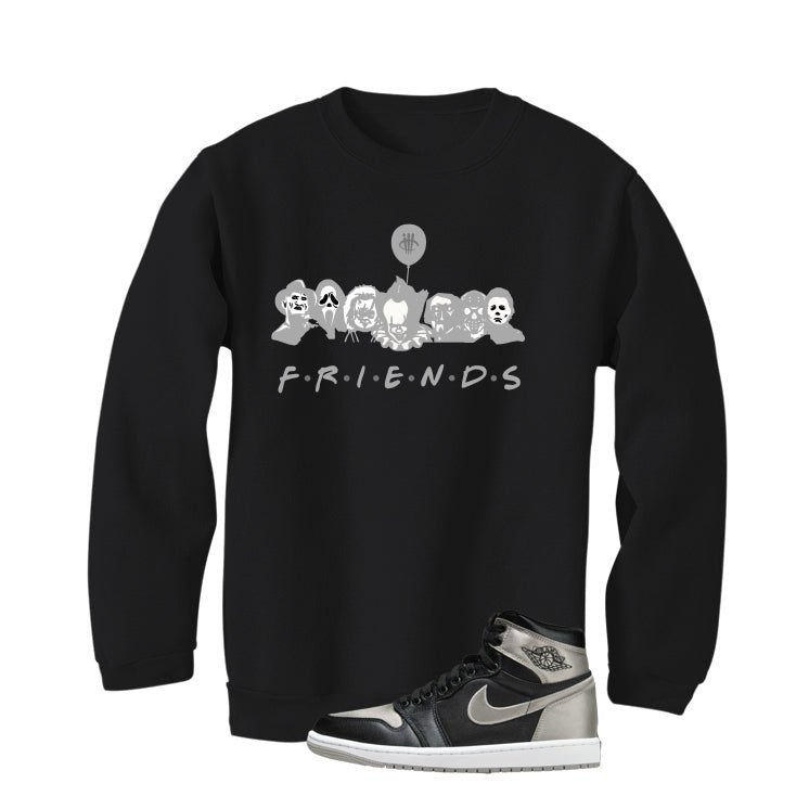 Air Jordan 1 High OG WMNS Satin Shadow Black T-Shirt (Friends)| illcurrency