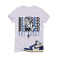 Air Jordan 1 Rare Air Deep Royal Blue White T-Shirt (Blessed not lucky)| illcurrency