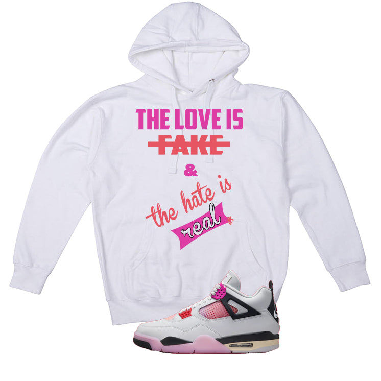 Air Jordan 4 Comic Matching T-Shirt White T-Shirt (Love Is Fake)| illcurrency