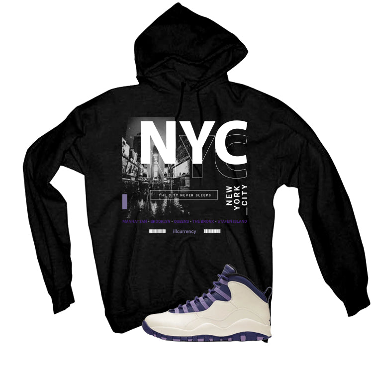 Air Jordan 10 WMNS Hydrangeas Matching T-Shirt, Sweatshirts & Hoodies Black T-Shirt (City Never Sleeps)| illcurrency