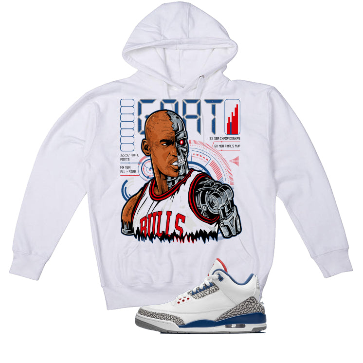 Air Jordan 3 True Blue Matching T-Shirt White T-Shirt (Goat MJ Robot)| illcurrency
