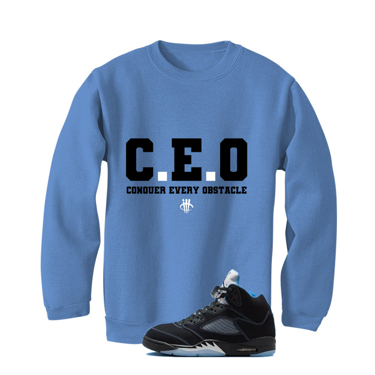 Air Jordan 5 Black/University Blue Matching T-Shirt Carolina Blue T-Shirt (Ceo)| illcurrency