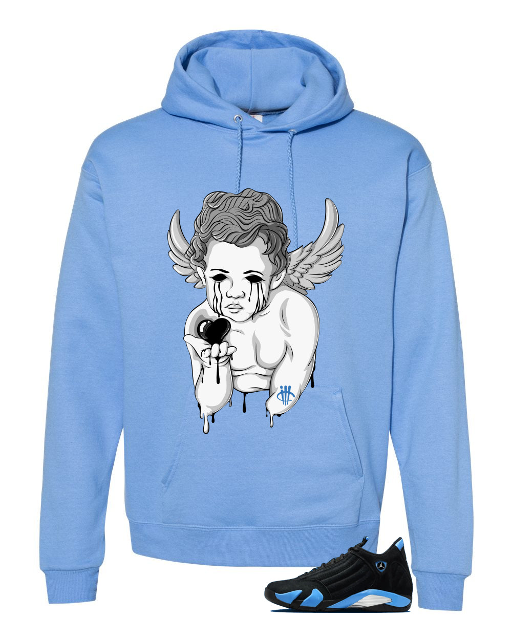 Air Jordan 14 University Blue Matching T-Shirt, Sweatshirts & Hoodies Carolina Blue T-Shirt (Dark Angel)| illcurrency
