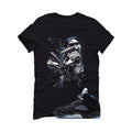 Air Jordan 5 Black/University Blue Matching T-Shirt Black T-Shirt (Jordan)| illcurrency