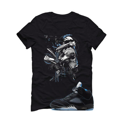 Air Jordan 5 Black/University Blue Matching T-Shirt Black T-Shirt (Jordan)| illcurrency