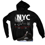 Air Jordan 5 Black Metallic Reimagined Black T-Shirt (City Never Sleeps)| illcurrency