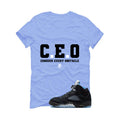 Air Jordan 5 Black/University Blue Matching T-Shirt Carolina Blue T-Shirt (Ceo)| illcurrency