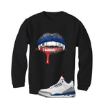 Air Jordan 3 True Blue Matching T-Shirt Black T-Shirt (Lips)| illcurrency