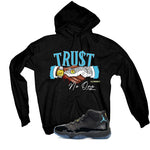 Air Jordan 11 Gamma Blue Matching T-Shirt, Sweatshirts & Hoodies Black T-Shirt (Trust No One)| illcurrency