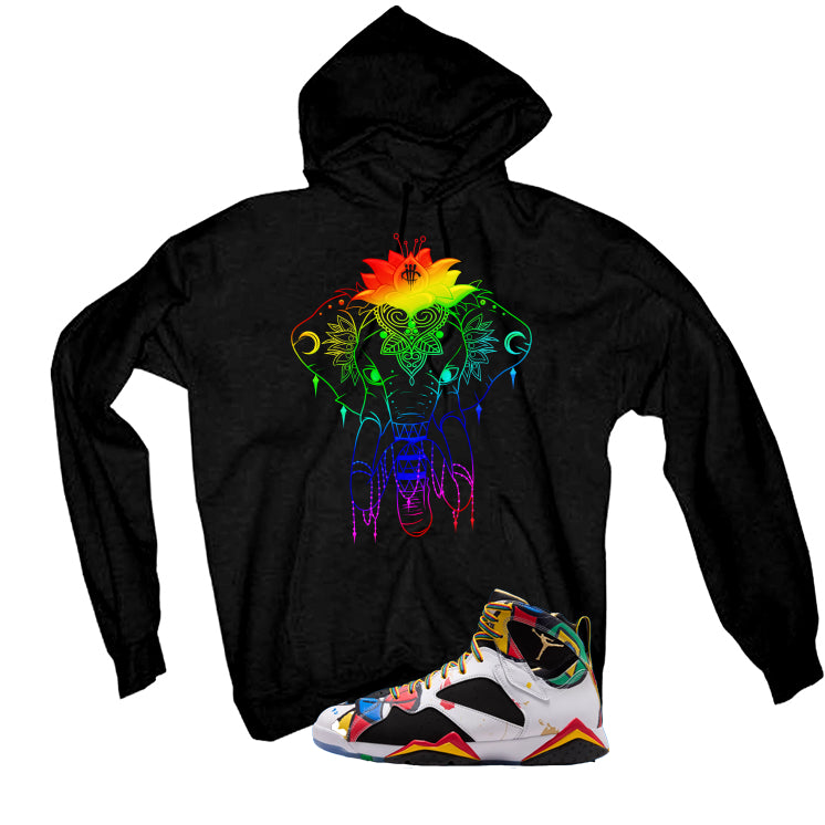 Air Jordan 7 Miro Matching T-Shirt Black T-Shirt (Elephant Mandala)| illcurrency