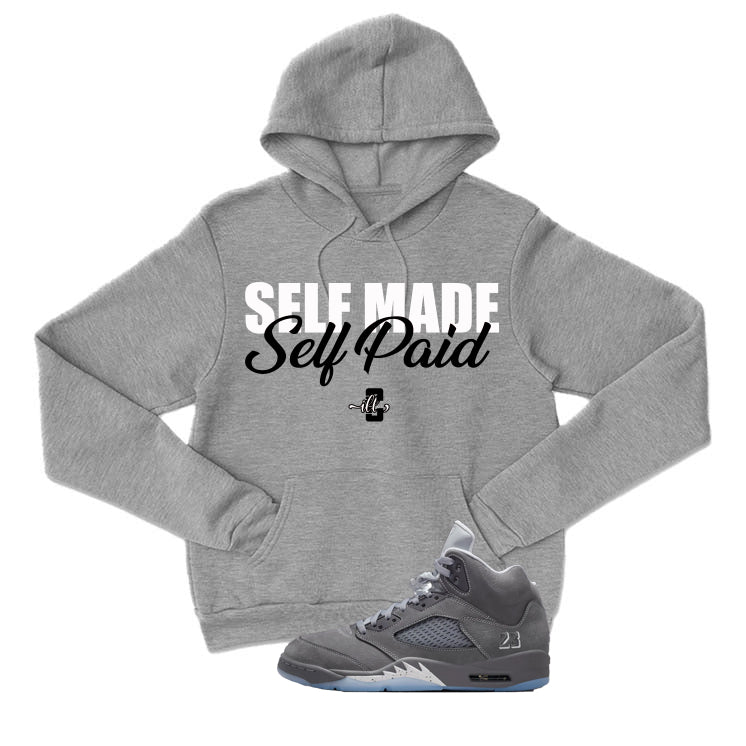 Air Jordan 5 Wolf Grey Matching T-Shirt, Sweatshirts & Hoodies Grey T-Shirt (Self Made Self Paid)| illcurrency