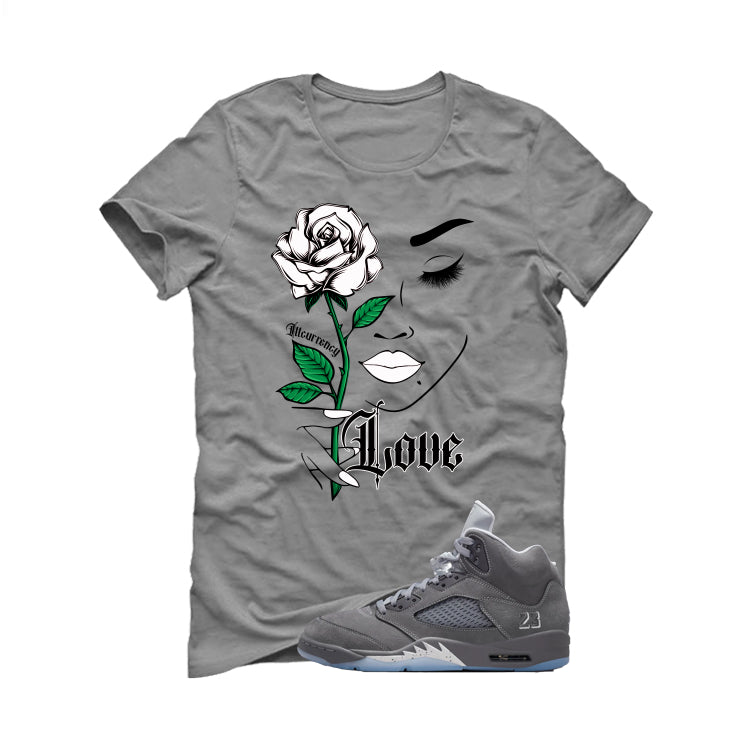 Air Jordan 5 Wolf Grey Matching T-Shirt, Sweatshirts & Hoodies Grey T-Shirt (Love)| illcurrency