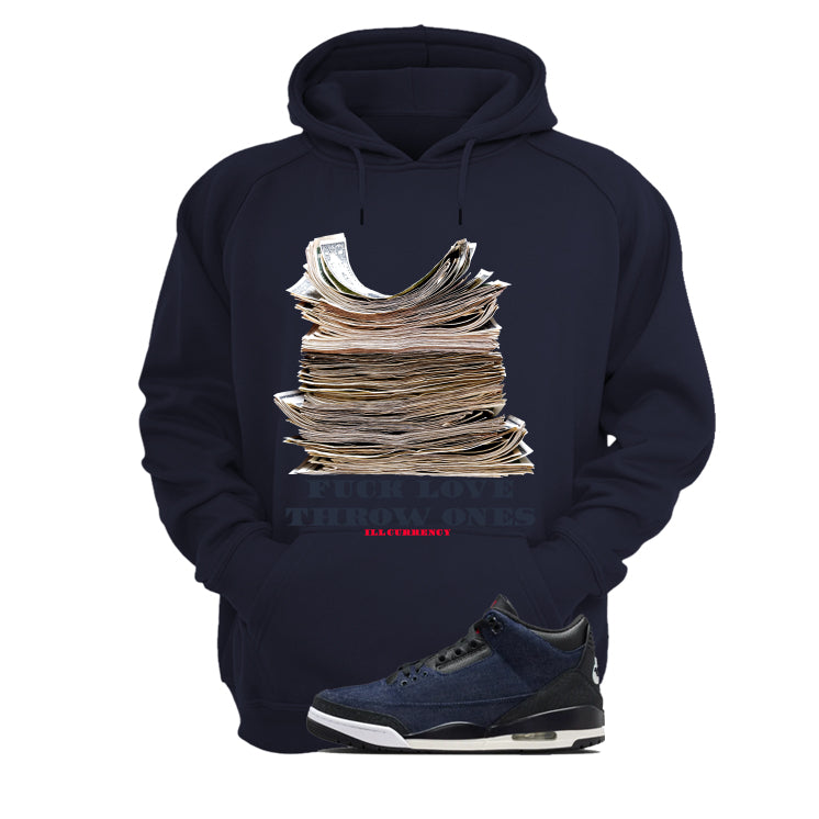 Levi’s x Air Jordan 3 Rigid Matching T-Shirt, Sweatshirts & Hoodies Navy Blue T-Shirt (Fck Love)| illcurrency