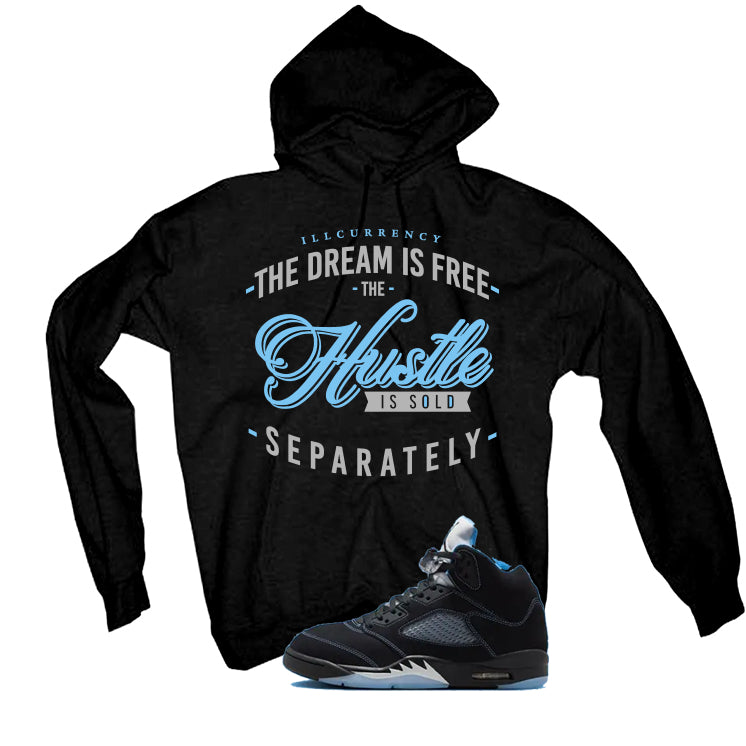 Air Jordan 5 Black/University Blue Matching T-Shirt Black T-Shirt (The dream is free)| illcurrency