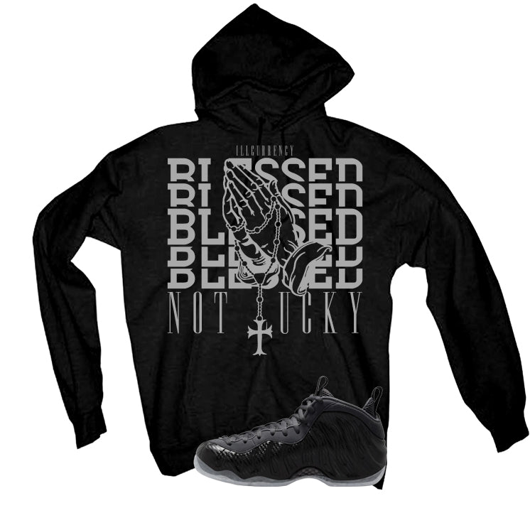 NIKE FOAMPOSITE ONE CARBON FIBER Matching T-Shirt, Sweatshirts & Hoodies Black T-Shirt (Blessed not lucky)| illcurrency