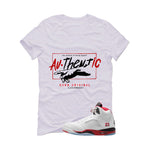 Air Jordan 5 Fire Red Black Tongue White T-Shirt (Authentic)| illcurrency