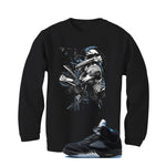 Air Jordan 5 Black/University Blue Matching T-Shirt Black T-Shirt (Jordan)| illcurrency