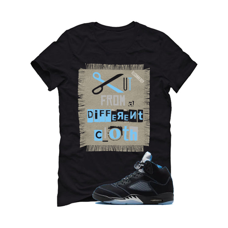 Air Jordan 5 Black/University Blue Matching T-Shirt Black T-Shirt (Cut from a different cloth)| illcurrency