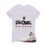 Air Jordan 5 Fire Red Black Tongue White T-Shirt (Friends)| illcurrency