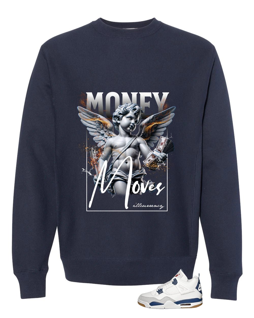 Nike SB x Air Jordan 4 Navy Navy Blue T-Shirt (Money Moves)| illcurrency