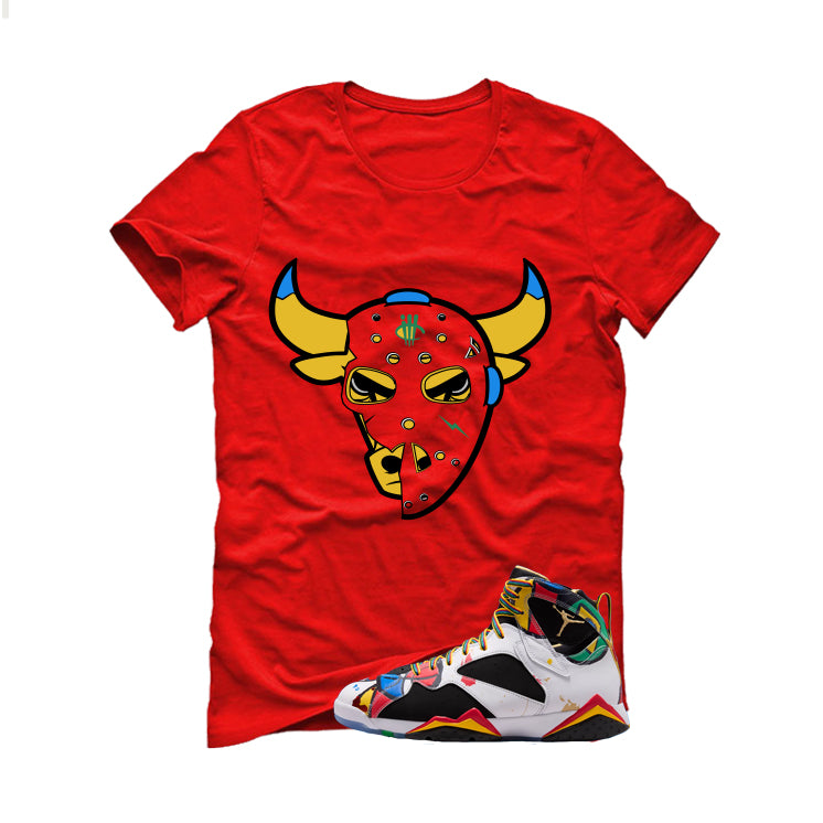 Air Jordan 7 Miro Matching T-Shirt Red T-Shirt (Jason Mask