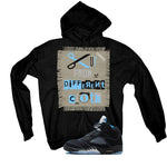 Air Jordan 5 Black/University Blue Matching T-Shirt Black T-Shirt (Cut from a different cloth)| illcurrency