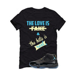 Air Jordan 11 Gamma Blue Matching T-Shirt, Sweatshirts & Hoodies Black T-Shirt (Love is Fake)| illcurrency
