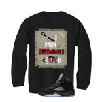 Air Jordan 5 Black Metallic Reimagined Black T-Shirt (Cut from a different cloth)| illcurrency
