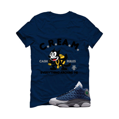 Air Jordan 13 Flint Navy Blue T-Shirt (Cream)| illcurrency
