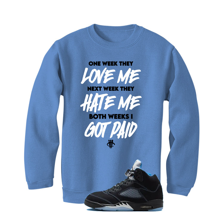 Air Jordan 5 Black/University Blue Matching T-Shirt Carolina Blue T-Shirt (Paid)| illcurrency