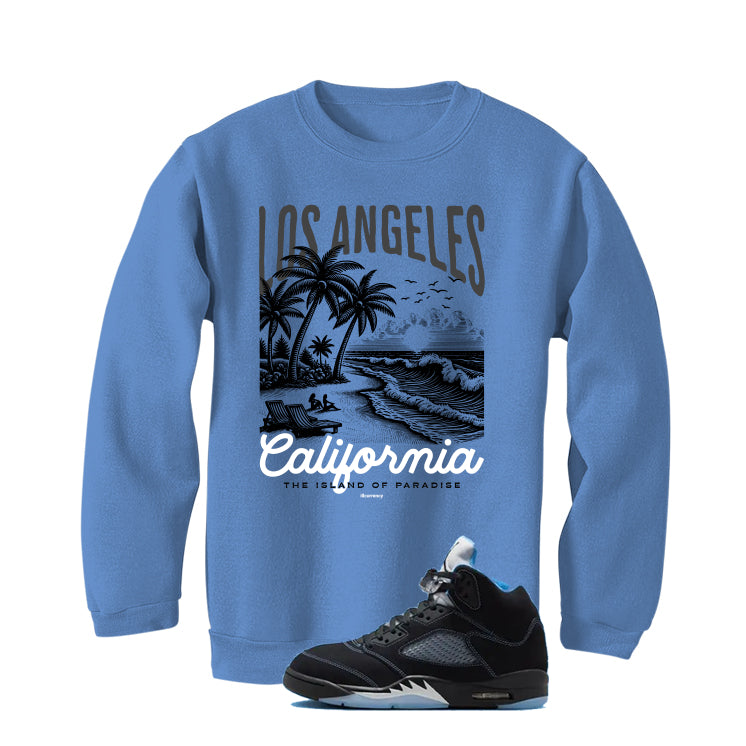 Air Jordan 5 Black/University Blue Matching T-Shirt Carolina Blue T-Shirt (Los Angeles)| illcurrency
