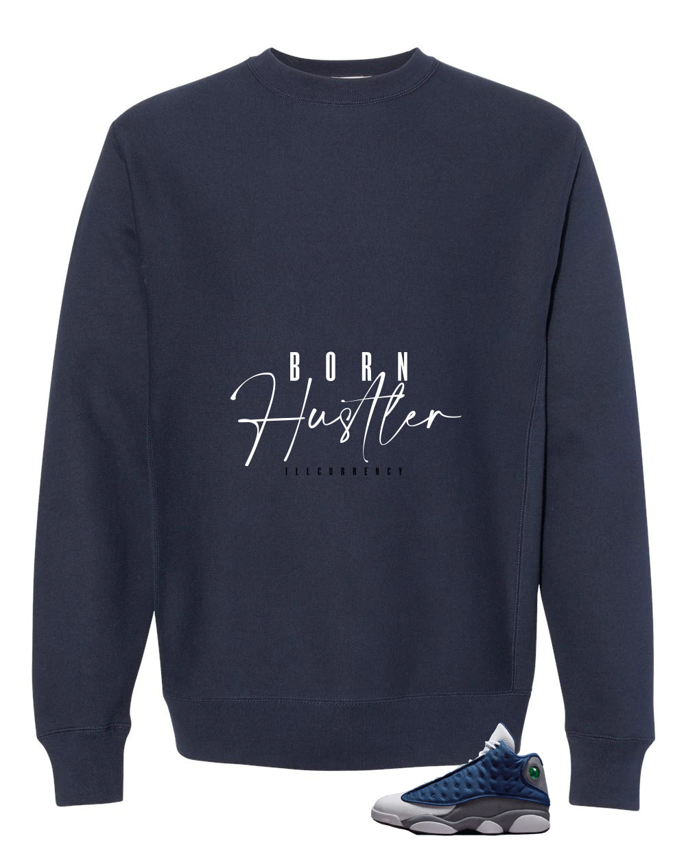 Air Jordan 13 Flint Navy Blue T-Shirt (Born Hustler)| illcurrency