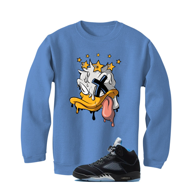 Air Jordan 5 Black/University Blue Matching T-Shirt Carolina Blue T-Shirt (Ducked)| illcurrency