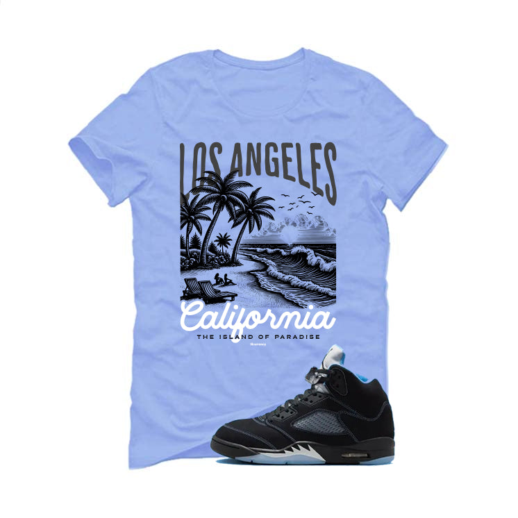 Air Jordan 5 Black/University Blue Matching T-Shirt Carolina Blue T-Shirt (Los Angeles)| illcurrency