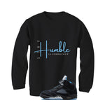 Air Jordan 5 Black/University Blue Matching T-Shirt Black T-Shirt (Stay Humble)| illcurrency