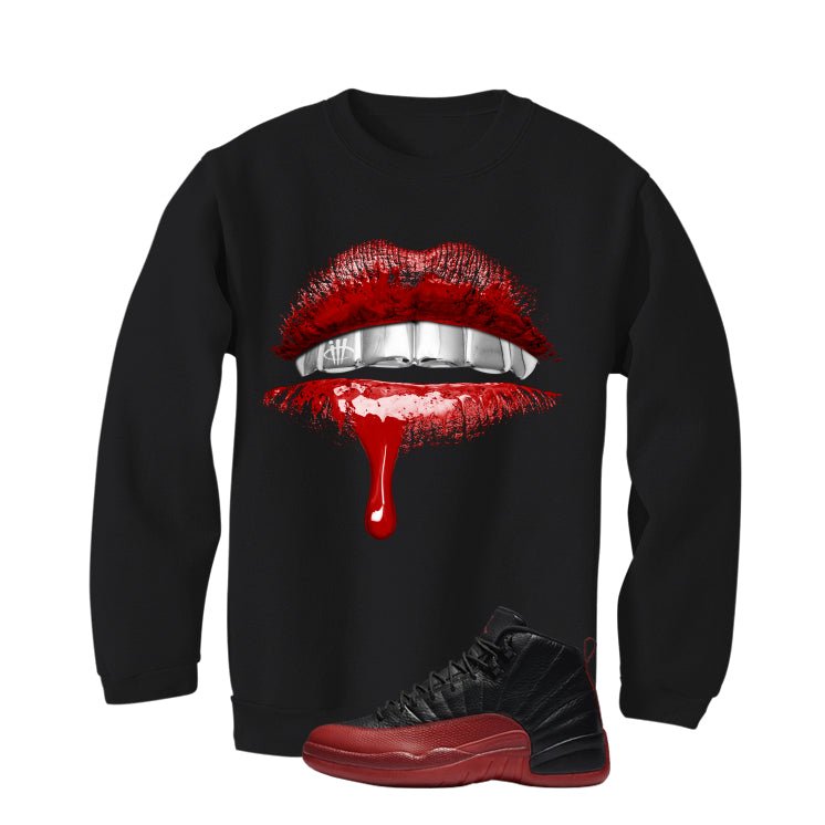 Air Jordan 12 Flu Game 2025 Black T-Shirt (Lips)| illcurrency