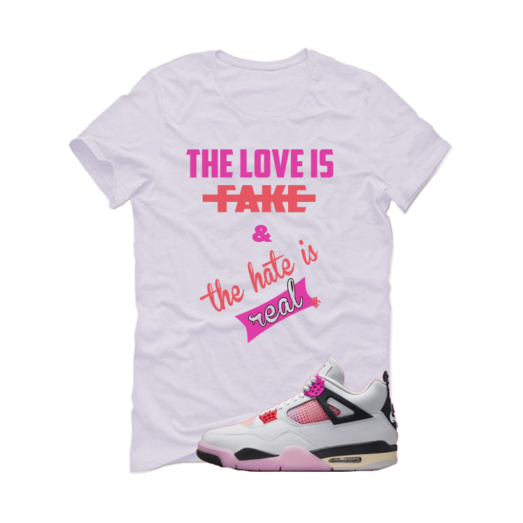 Air Jordan 4 Comic Matching T-Shirt White T-Shirt (Love Is Fake)| illcurrency