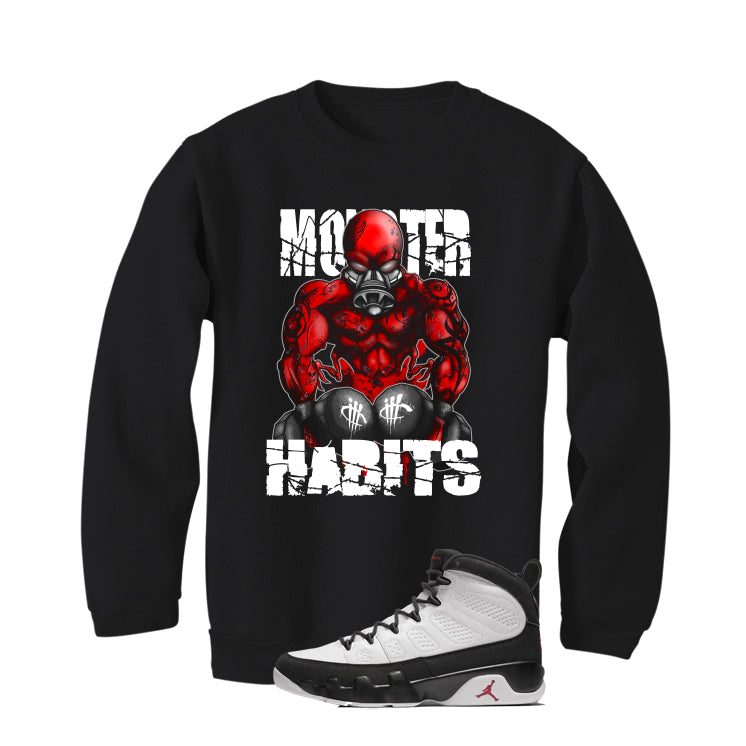 Air Jordan 9 OG Space Jam Matching T-Shirt Black T-Shirt (Monster Habits)| illcurrency